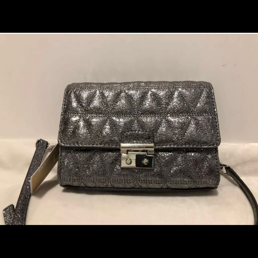 Michael Kors Ruby Metallic Quilted Clutch Crossbody